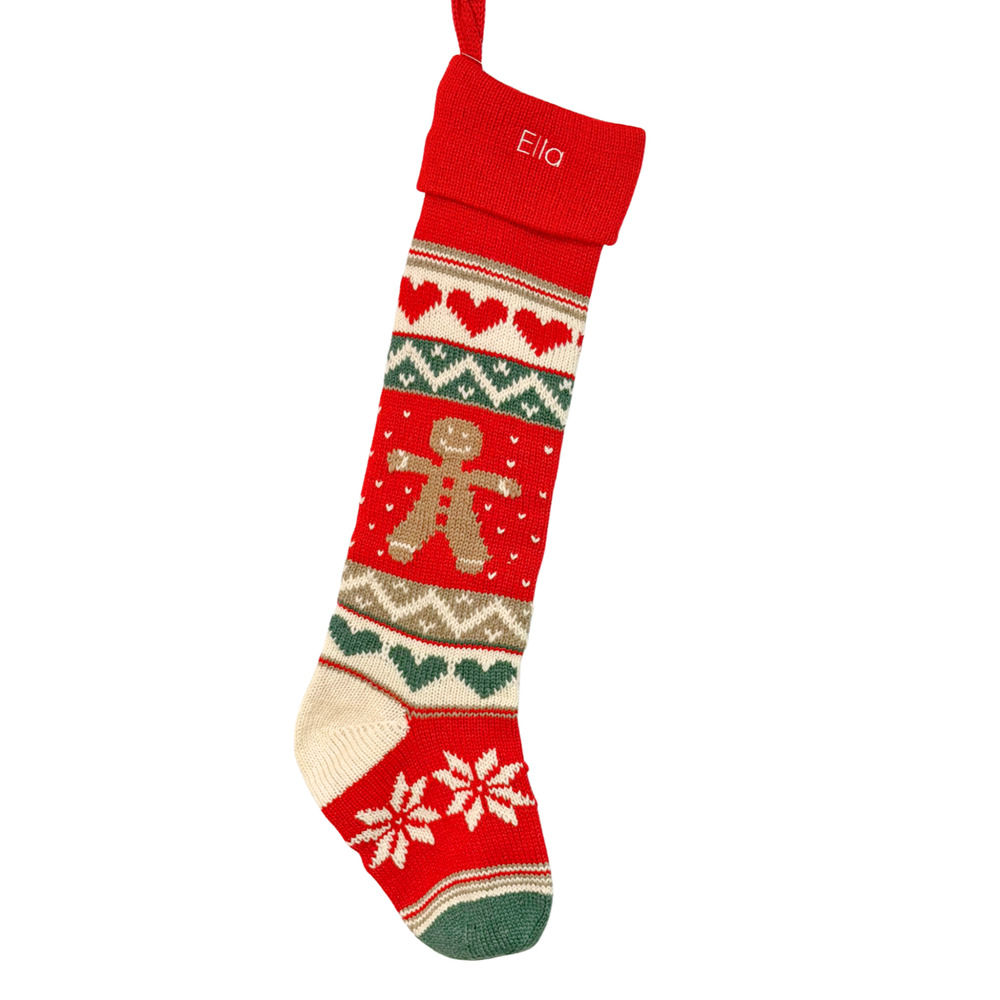 Pottery Barn Classic Fair Isle Christmas Stocking 29" Wool Blend Knit Ella Mono